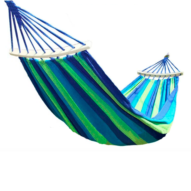 Гамак подвесной мексиканский UKC тканевый с деревянными перекладинами 200x80 см Сине-зеленый