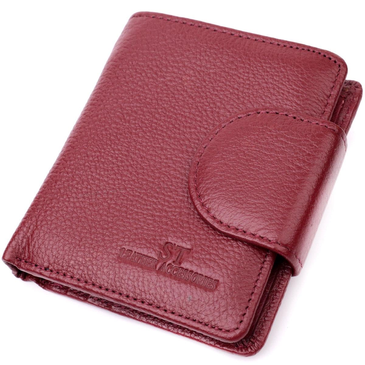 Кошелек женский ST Leather 22452 на кнопке из натуральной кожи Бордовый (168-136-22452)