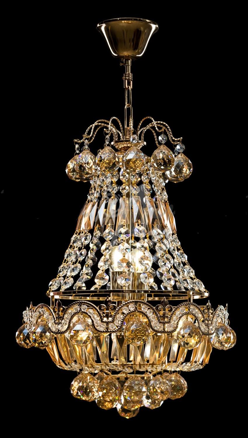 Хрустальная люстра L55680/5 FGD AMBER Белый/Золото/Бежевый (AN000453)