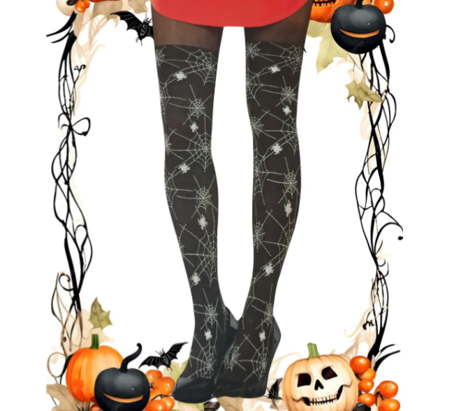 Колготки на Хэллоуин с пауками женские 40 den L Черный (707633-S) - фото 3 Колготки на Хэллоуин с пауками женские 40 den L Черный (707633-S) - фото 3