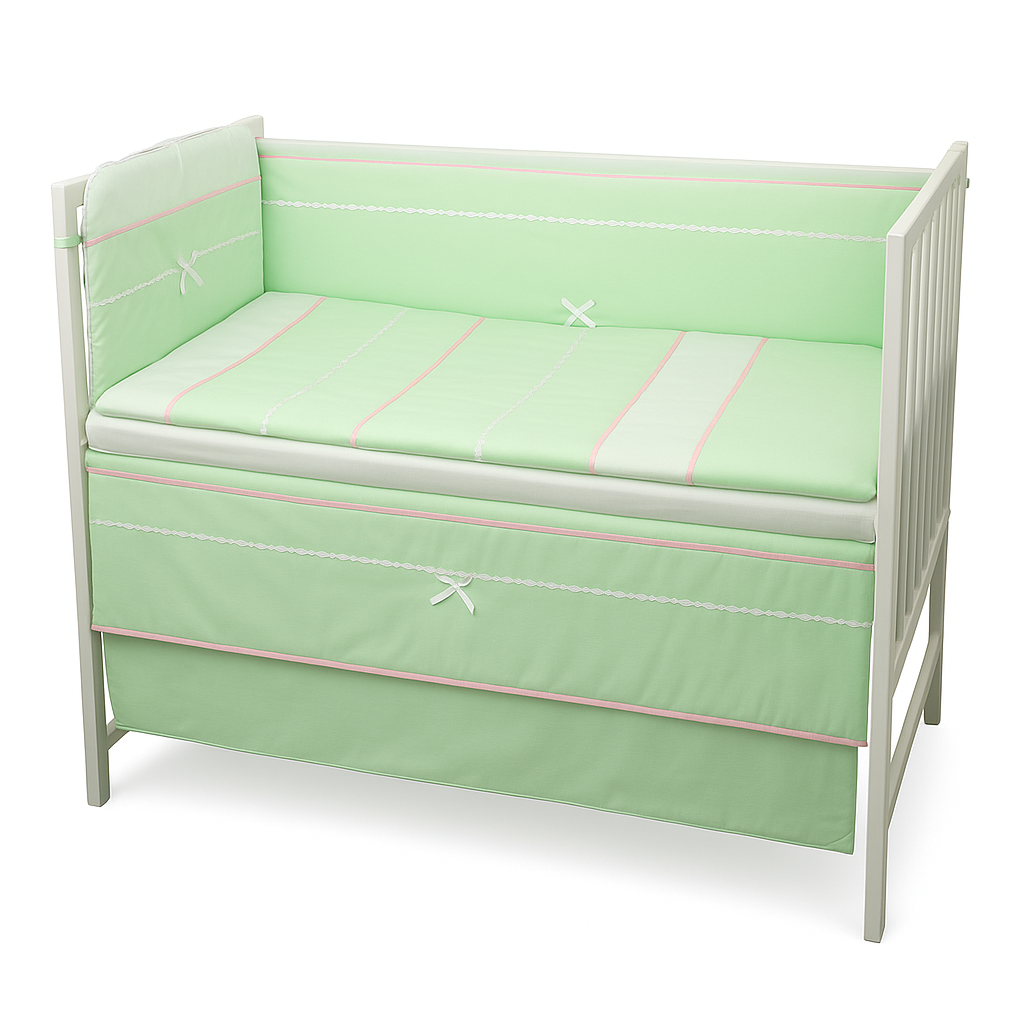 Набор постельного белья Руно сатин с защитой в кроватку Салатовый/Желтый (16676)