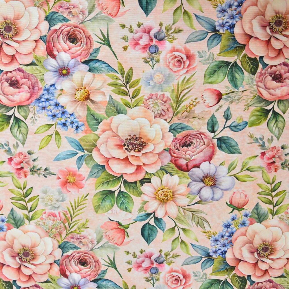 Тканина бавовна Панама Букет 235 гр/м2 з захистом від плям 180 см Пудра (27391)