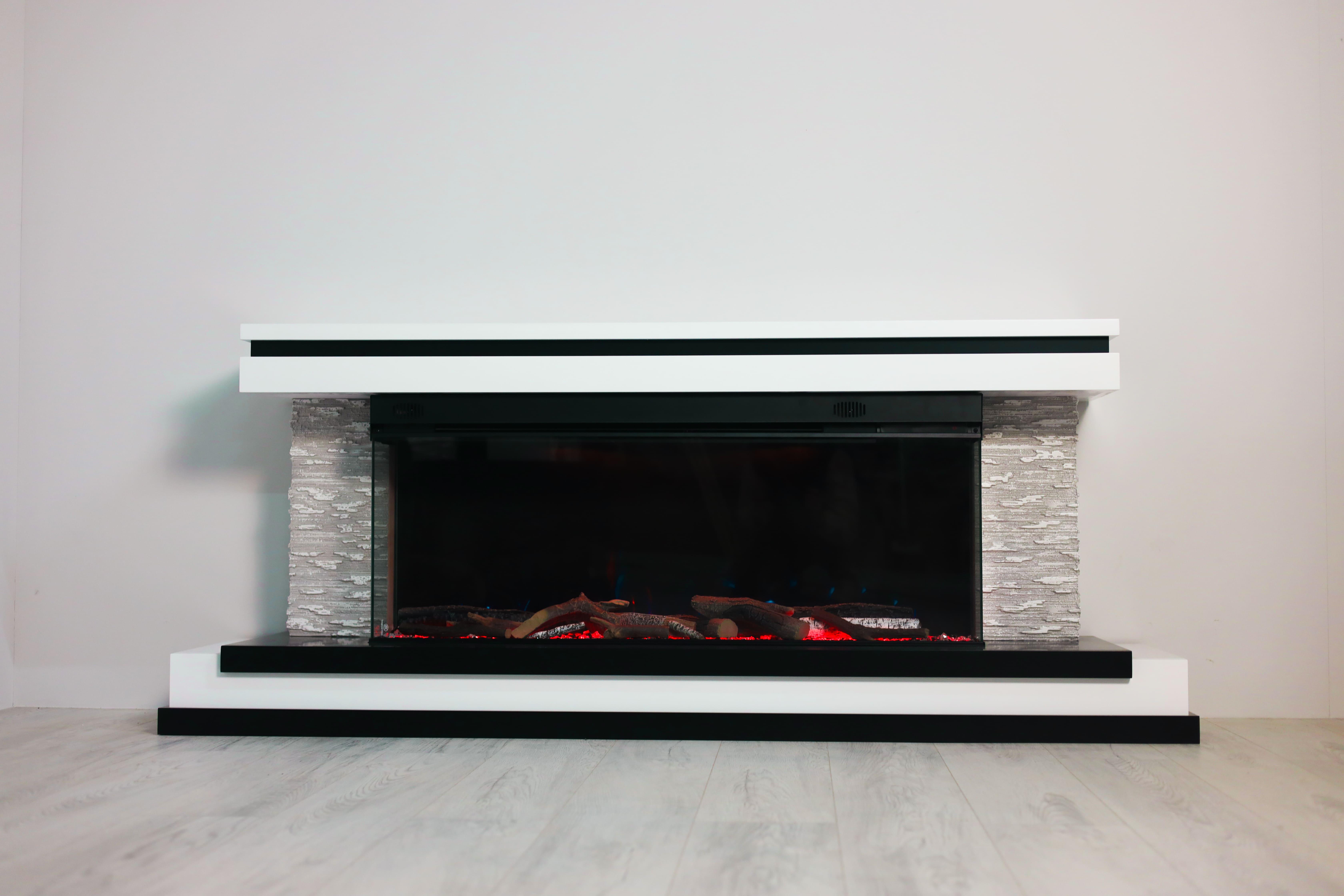 Електричний камін трьохсторонній Binelli Long 3D Bluetooth звук потріскування дров 1500 Вт (10081650)