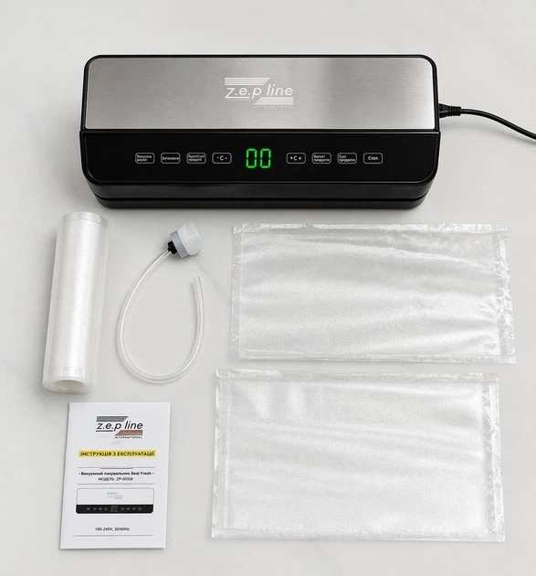 Вакууматор пакувальний ZepLine ZP-00359 200Вт з LED дисплеєм/20 пакетів (38362204)