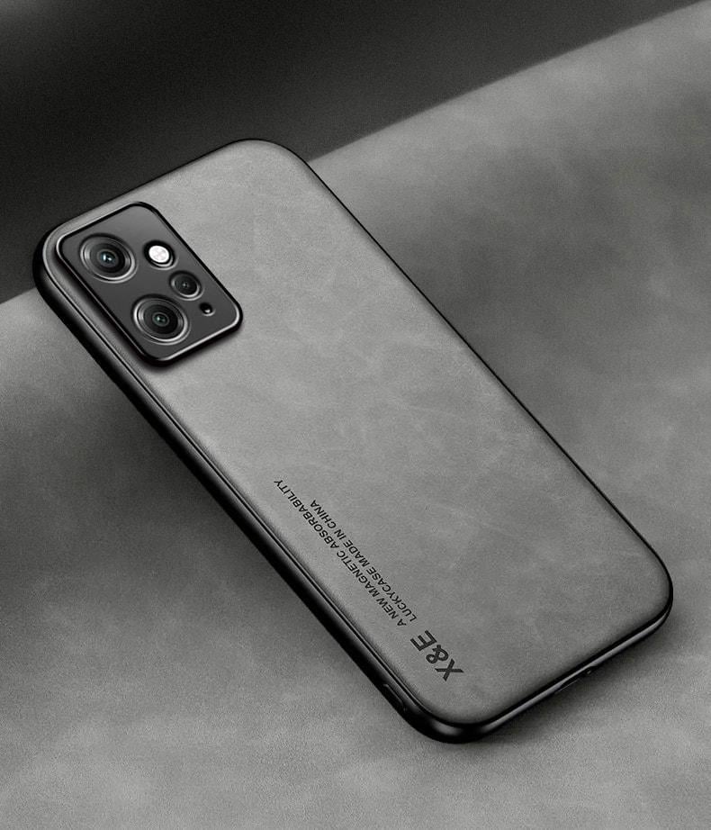 Кожаный чехол XnE Xiaomi Redmi Note 12 4G с металлической вставкой Grey (34279-33)