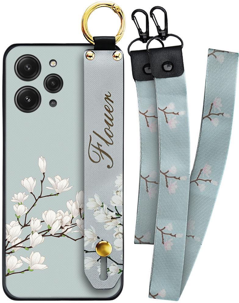 Чехол SHLab Xiaomi Redmi 12 Flower White + два ремешка с карабином (34376)