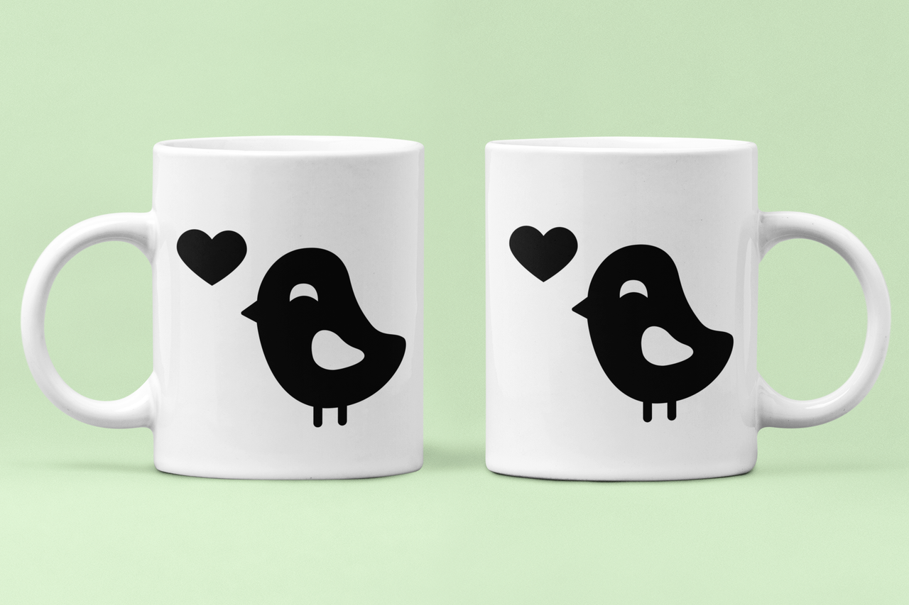 Парные чашки Влюбленные птички для Влюбленных 330 мл Белый