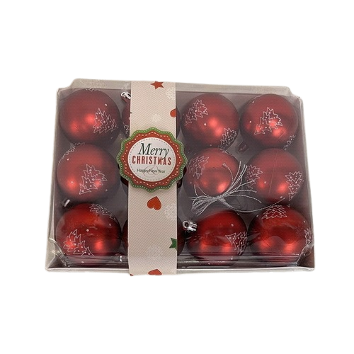 Шарики новогодние елочные Stenson M47944 пластиковые 6 см 12 шт. (13103148)