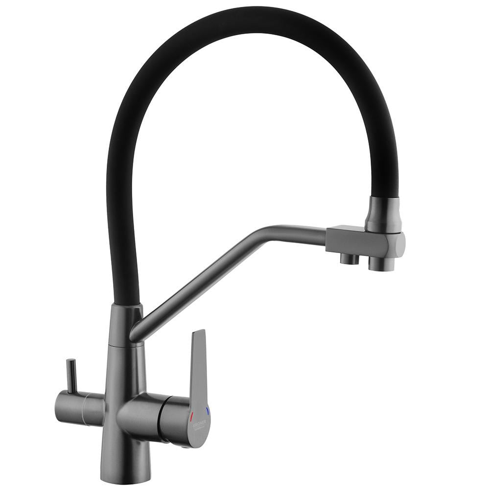 Смеситель для кухни Kroner KRP Edelstahl Klassisch-PVD03817BLK CV031898 на две воды Черный (194390)