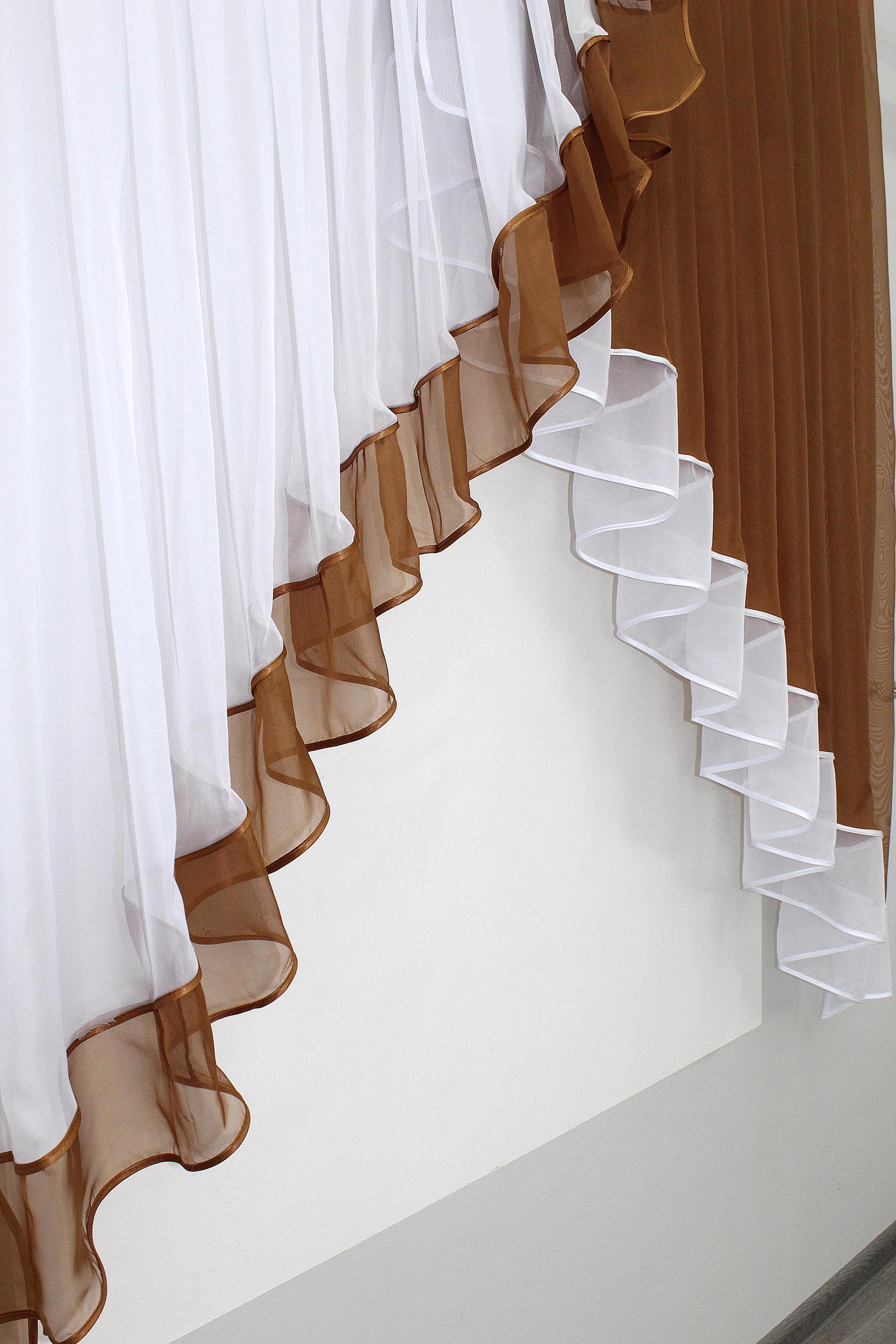 Занавеска кухонная VR-Textil № 023к 150х150 см Белый/Коричневый (50-520) - фото 3