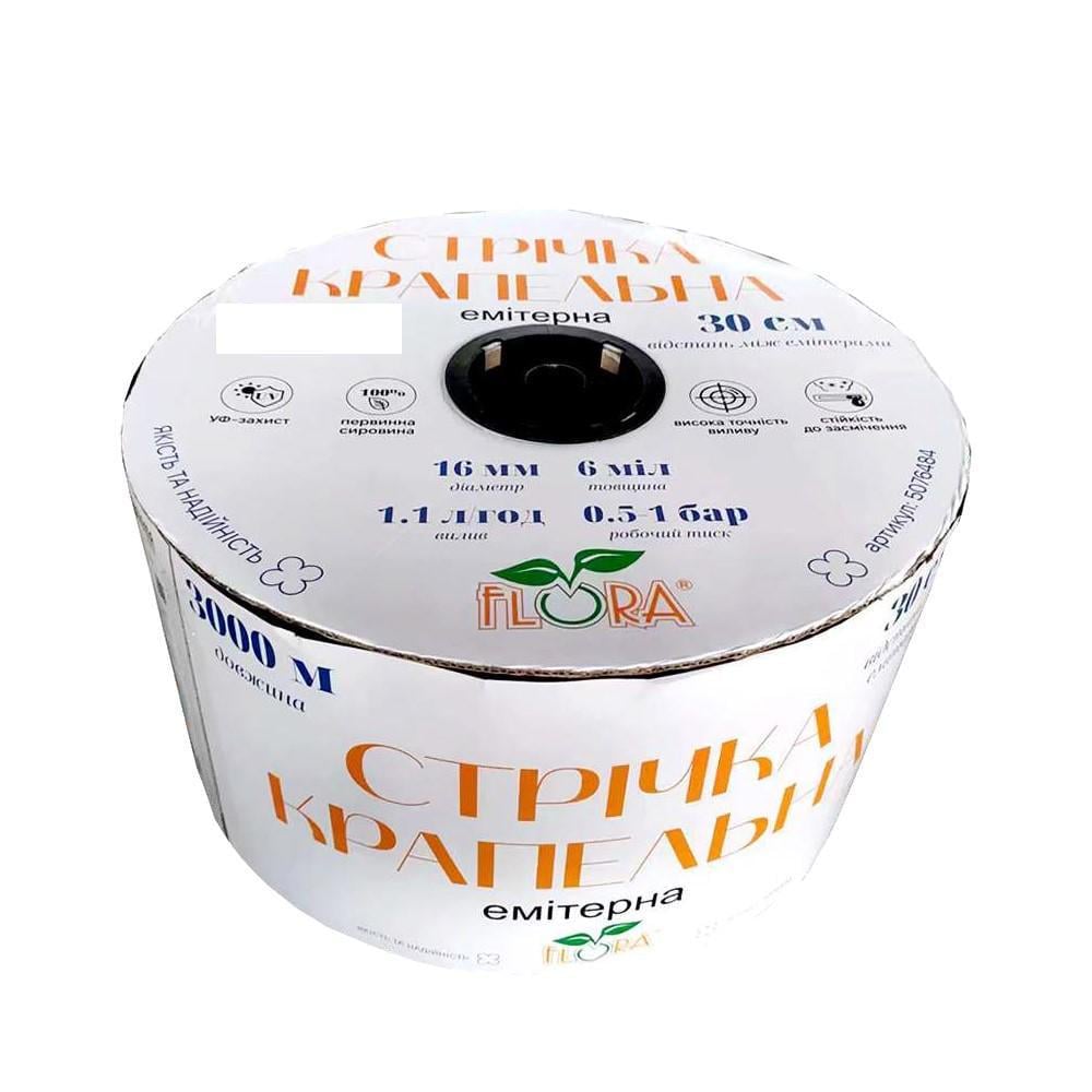 Капельная лента Flora с плоским эмиттером Ø 16x6 мм 30 см 1,38 л 1000 м (5076314)
