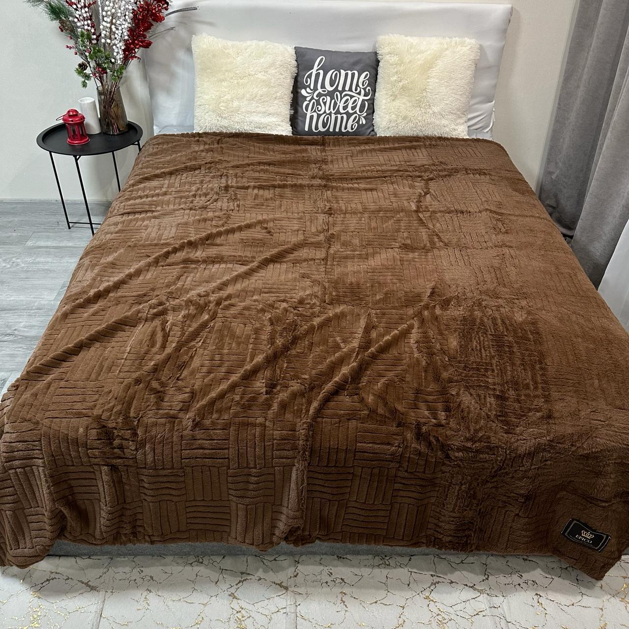 Покрывало микрофибра/велюр 200х230 см Коричневый (P-геометрия-5) - фото 10