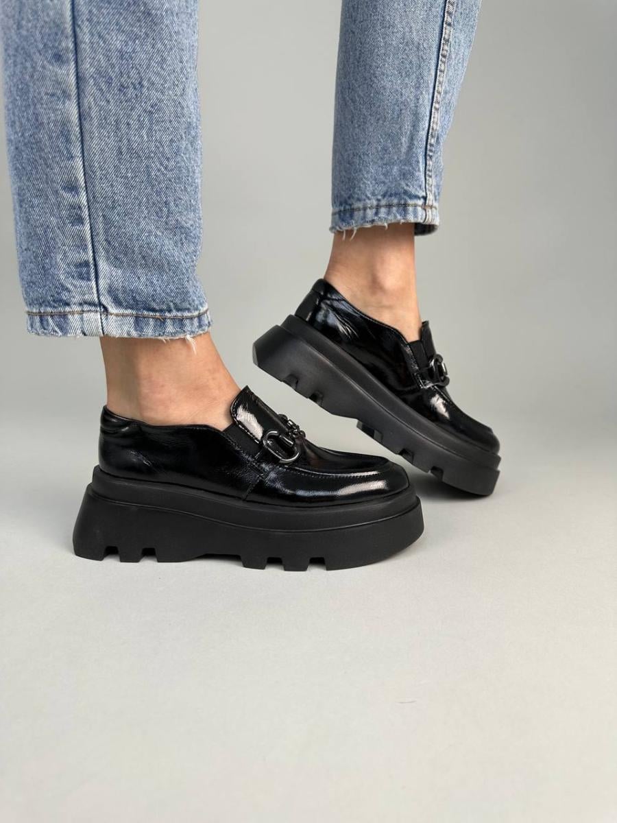 Лоферы женские кожа наплак р. 37 Черный (3903/37)