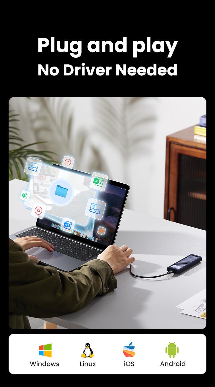 Корпус UGREEN для M.2 NVME та SATA SSD дисків 20 Гбіт/с з Кабелем M та B&M 2280/2230/ 2242/2260 для PCI-e та NGFF Сріблястий (35576) - фото 11 Корпус UGREEN для M.2 NVME та SATA SSD дисків 20 Гбіт/с з Кабелем M та B&M 2280/2230/ 2242/2260 для PCI-e та NGFF Сріблястий (35576) - фото 11