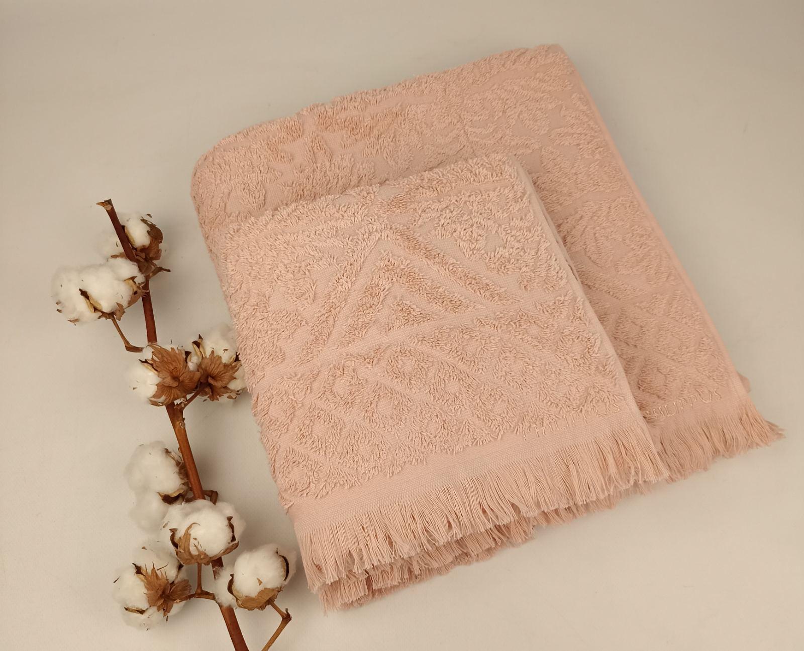 Набор полотенец Philippus Puket Cross Cotton подарочная коробка 2 шт. Пудровый (Е949)