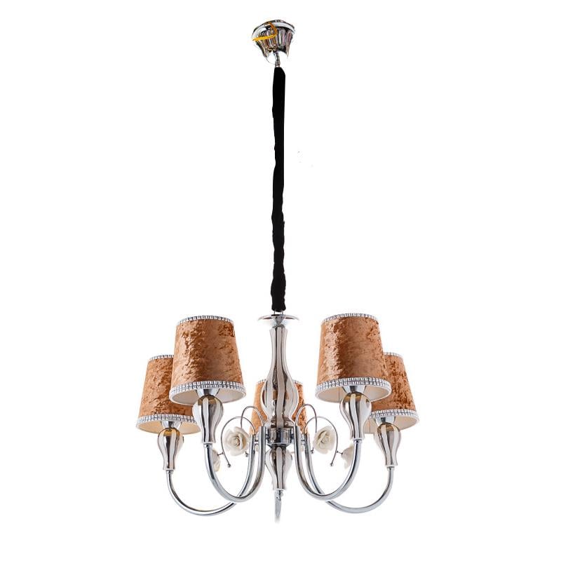 Люстра подвесная Light House ES-15852/5 на пять ламп с абажурами Хром