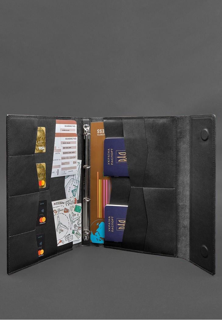 Папка кожаная для документов семейная А4 на сегрегаторе с файлами Черный (A-028627) - фото 5 Папка кожаная для документов семейная А4 на сегрегаторе с файлами Черный (A-028627) - фото 5