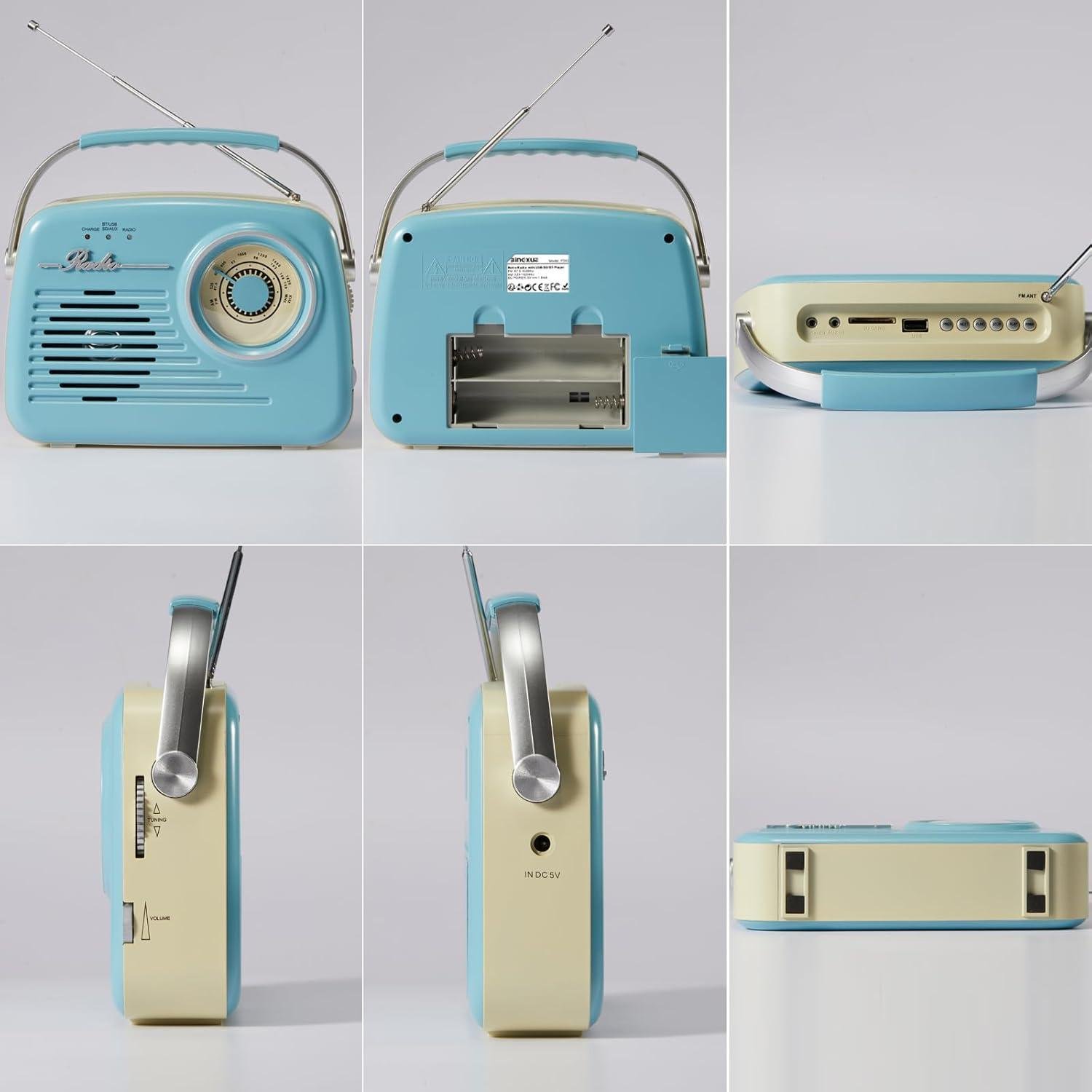Радиоприемник портативный в стиле ретро Light Blue (24087618) - фото 5