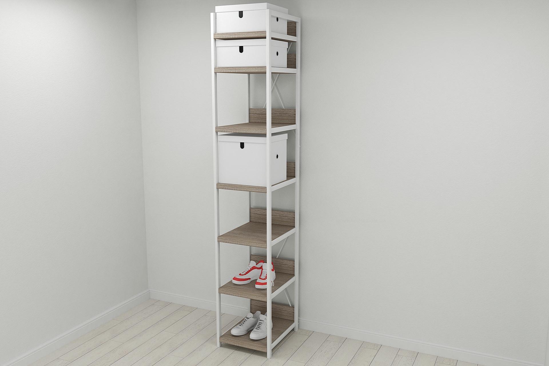 Шкаф гардероб уни секция 4 серии Конект Ferrum-decor 220x40x50 см металл Белый/ДСП Дуб Сонома Трюфель (SHG103) - фото 4