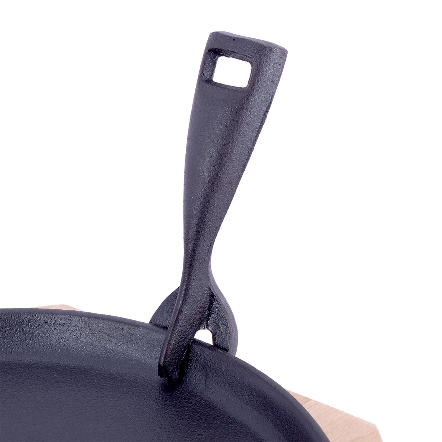 Сковорода чугунная Kamille KM-4809V с деревянной подставкой и съемной ручкой 25 см (87482) - фото 8 Сковорода чугунная Kamille KM-4809V с деревянной подставкой и съемной ручкой 25 см (87482) - фото 8