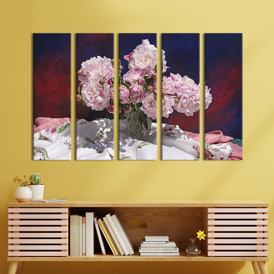 Картина на холсте Натюрморт с нежно-розовыми пионами 87x50 см (787-51)