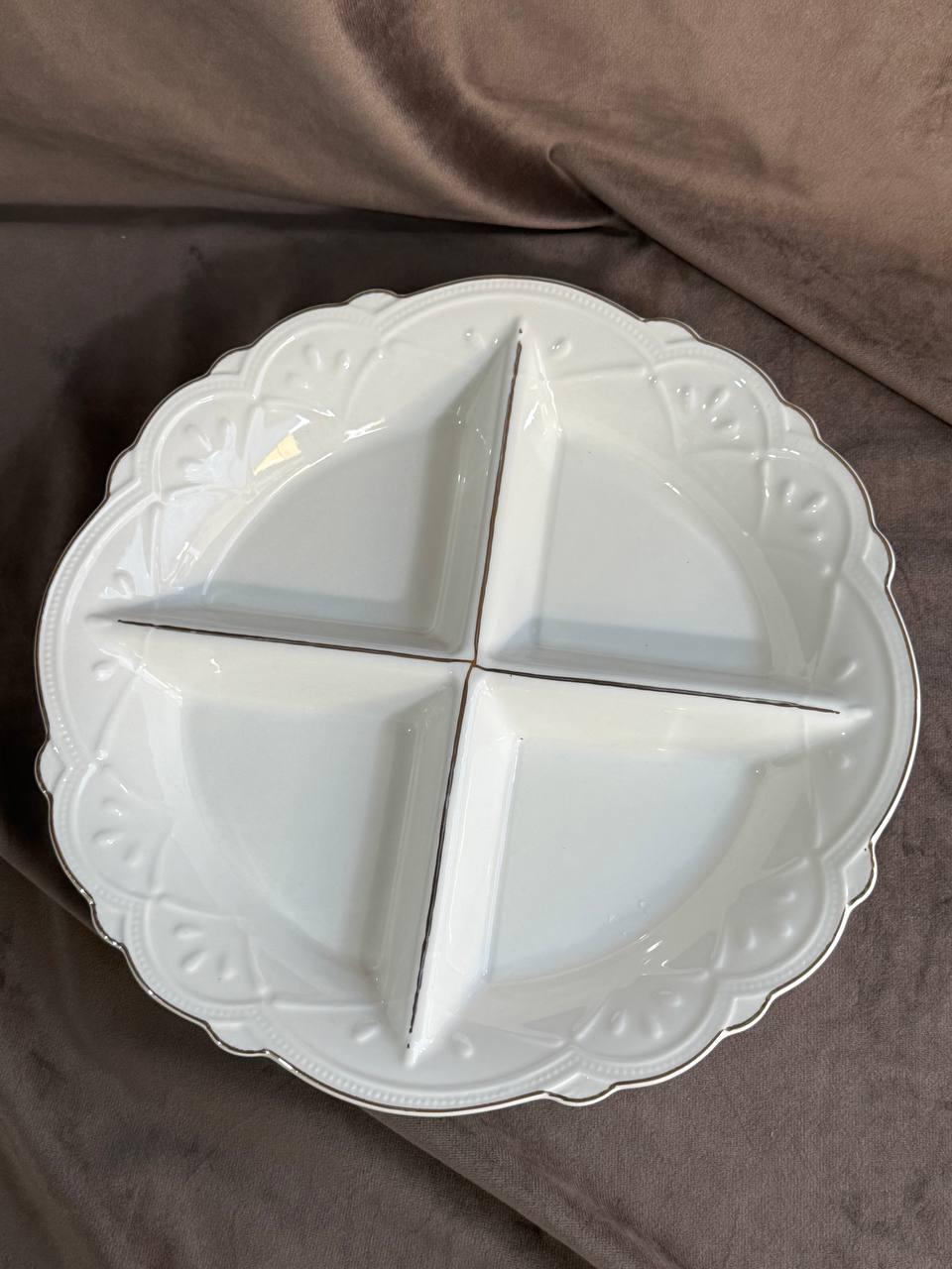 Менажниця керамічна YIWU HP-20-30 4-х секційна 27 см Білий (HP-20-30)