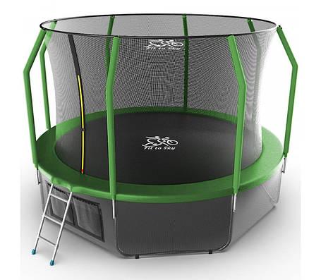 Батут FitToSky з внутрішньою сіткою та драбинкою 48 пружин 252 см Зелений - фото 1 Батут FitToSky з внутрішньою сіткою та драбинкою 48 пружин 252 см Зелений - фото 1