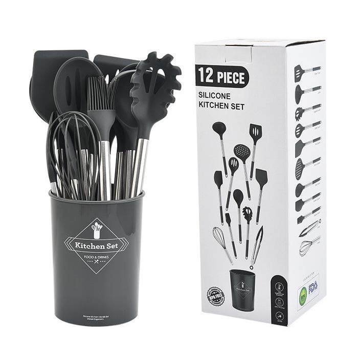 Набор кухонных принадлежностей Vialex силиконовый 12 предметов Серый (B09V7MPSPZ) Набор кухонных принадлежностей Vialex силиконовый 12 предметов Серый (B09V7MPSPZ)