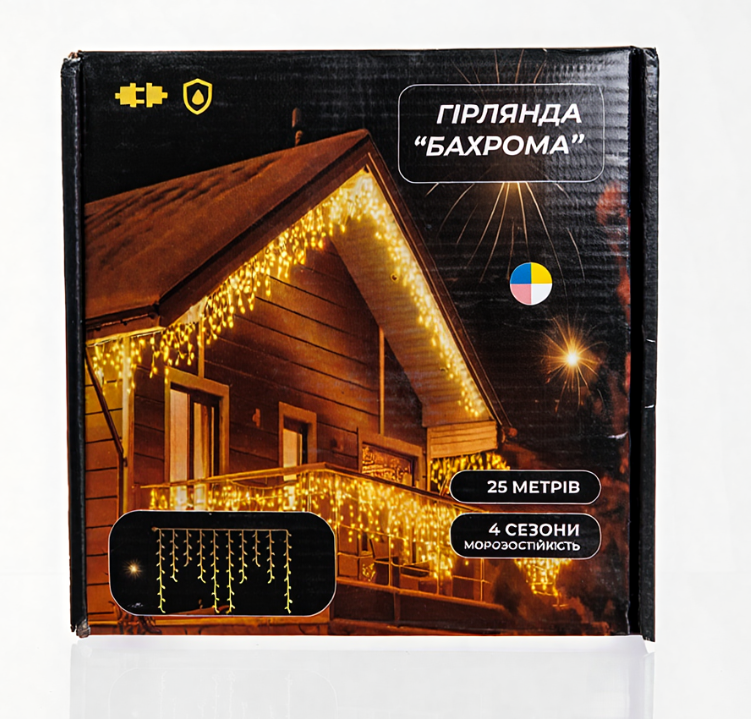 Гірлянда бахрома вулична 405 LED 25 м від мережі чорна нитка Різнокольорова - фото 6 Гірлянда бахрома вулична 405 LED 25 м від мережі чорна нитка Різнокольорова - фото 6