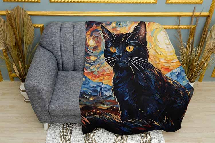 Плед Abstract black cat плюш однослойный 135х150 см (113437)