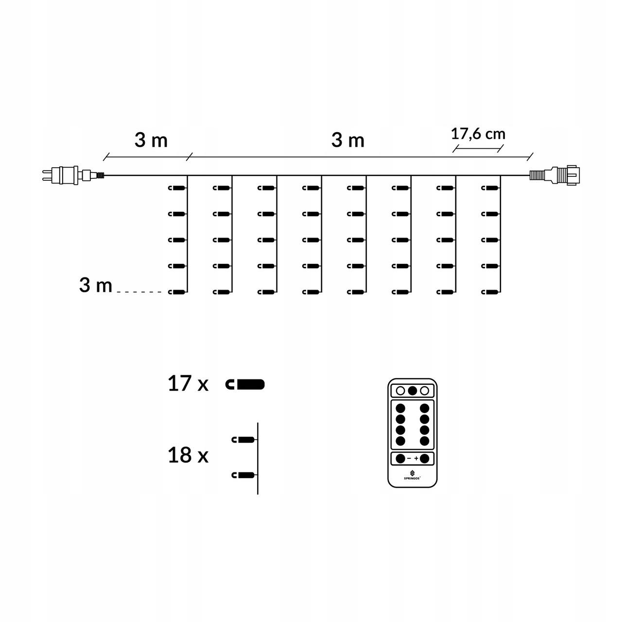 Гирлянда-бахрома уличная Springos 3x3 м 306 LED Pilot Warm White (CL4001 s-vida L) - фото 2