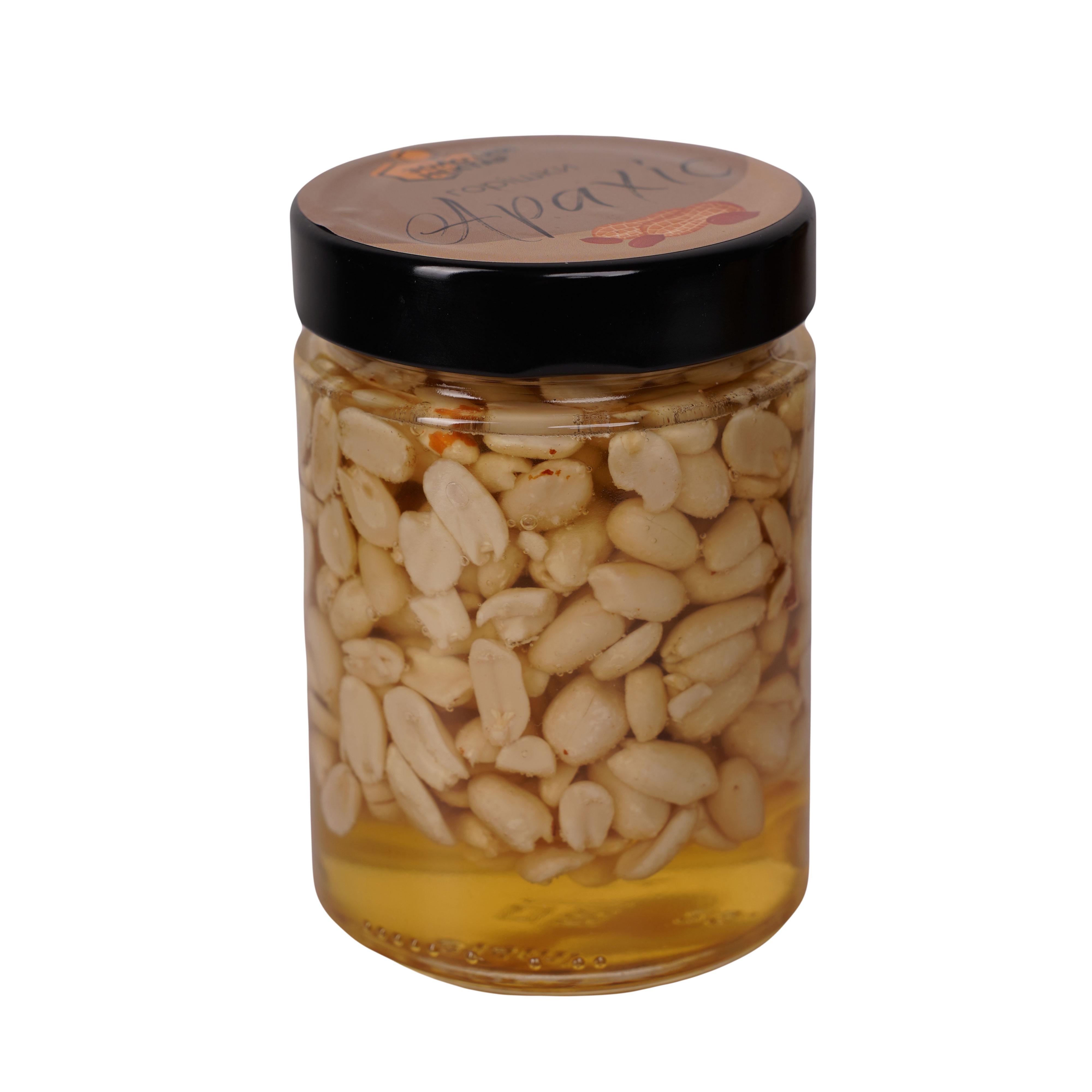 Мёд акациевый пчелиный с арахисом Золотой Нектар в стеклянной банке украинский 345 г