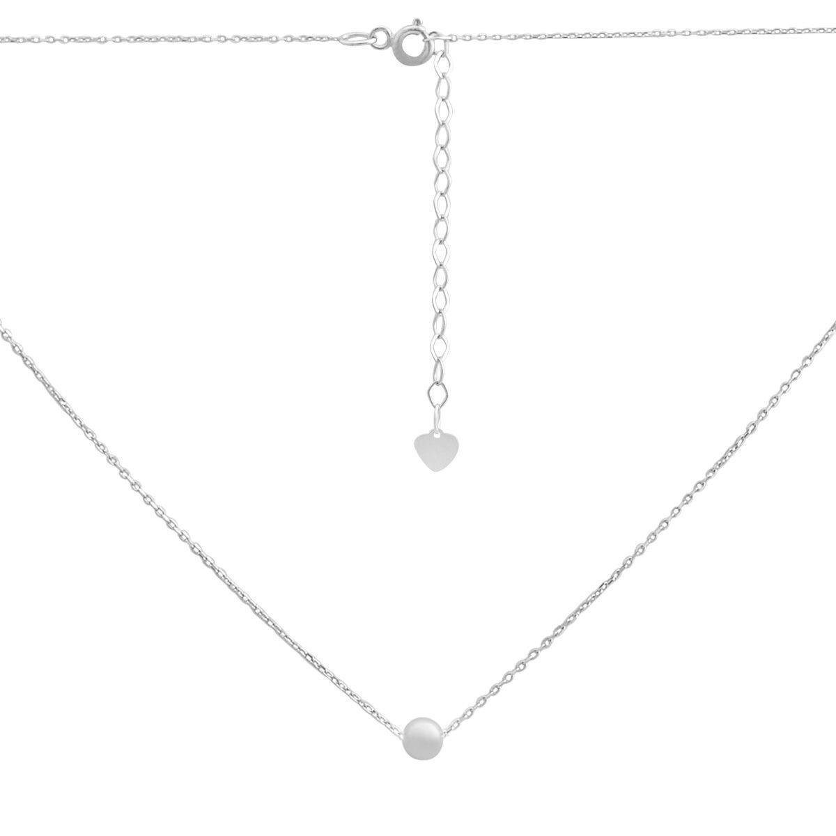 Колье серебрянное LoveR с минималистичной бусиной и регулируемой длиной 40-45 см