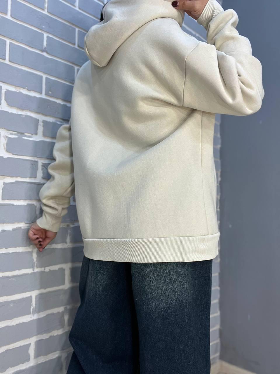 Толстовка жіноча QUZEN 482 подовжена на блискавці капюшон базова фліс утеплена OS Бежевий (984) - фото 5