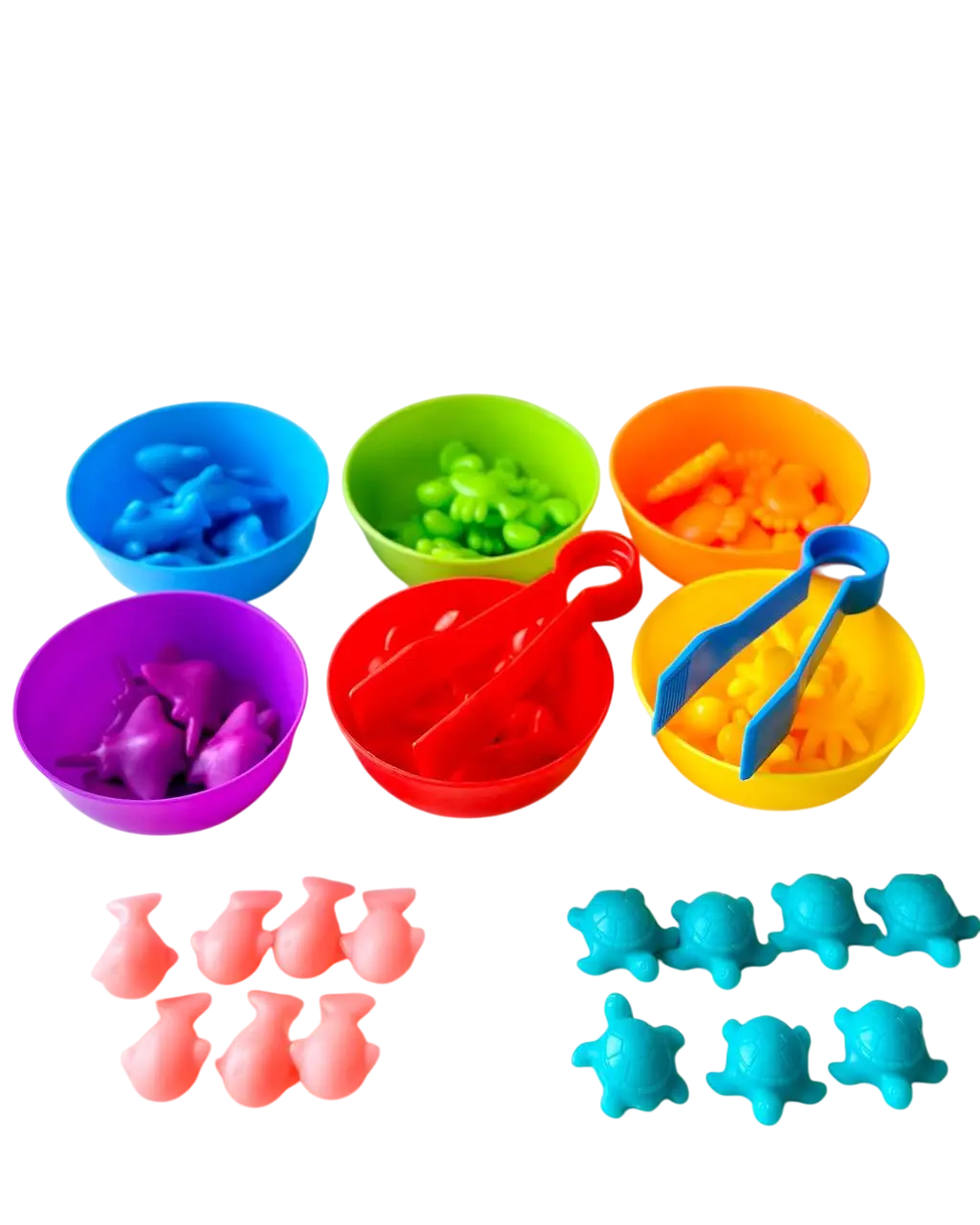 Розвиваюча гра Fun Game Сортуй по кольорам 3в1 з пінцетами та тарілочками тварини/морські мешканці/транспорт (2382559064)