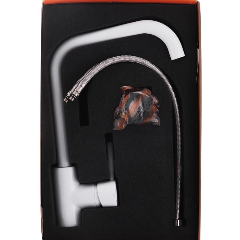 Кран на мойку на кухню с высоким изливом однорычажный Haiba HANS-011-G латунь Белый (b-HB0818) - фото 4 Кран на мойку на кухню с высоким изливом однорычажный Haiba HANS-011-G латунь Белый (b-HB0818) - фото 4