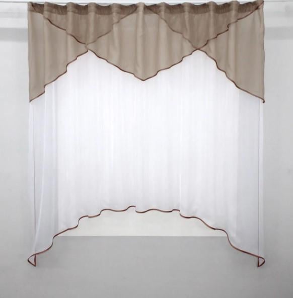 Гардина на кухню 270х170 см Какао/Белый (025к) Гардина на кухню 270х170 см Какао/Белый (025к)