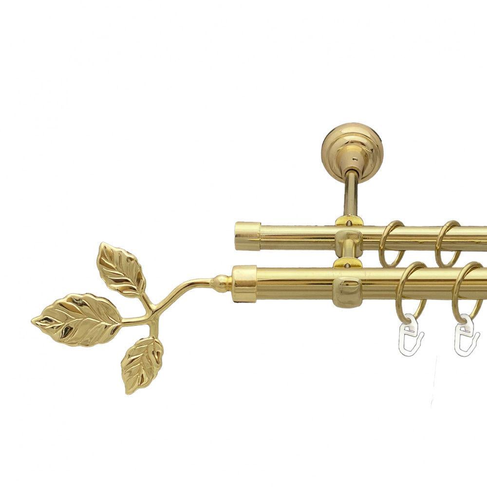 Карниз металевий Orvit Тоскана дворядний відкритий/гладка труба/кільце металеве Золото 19/16 мм 160 см (00-00013046)