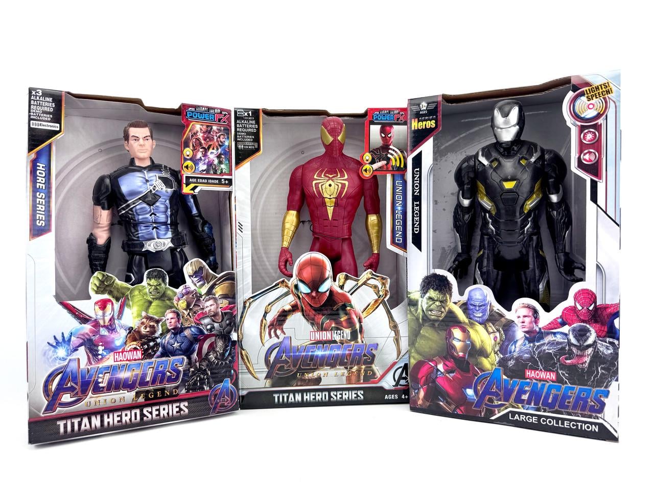 Набор фигурок Marvel Titan Hero Series 3в1 Баки/Человек-Паук красный/Железный Человек со светом и звуком 30 см (31991150)