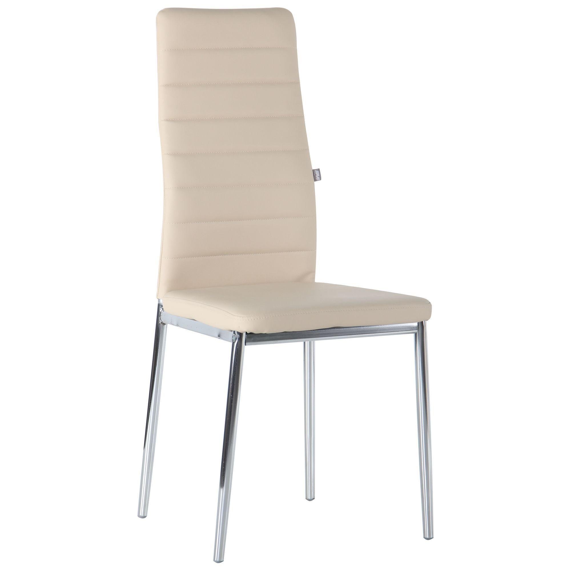 Стул AMF Холдинг Сицилия Неаполь из стали и кожзаменителя Хром/Бежевый (210349)