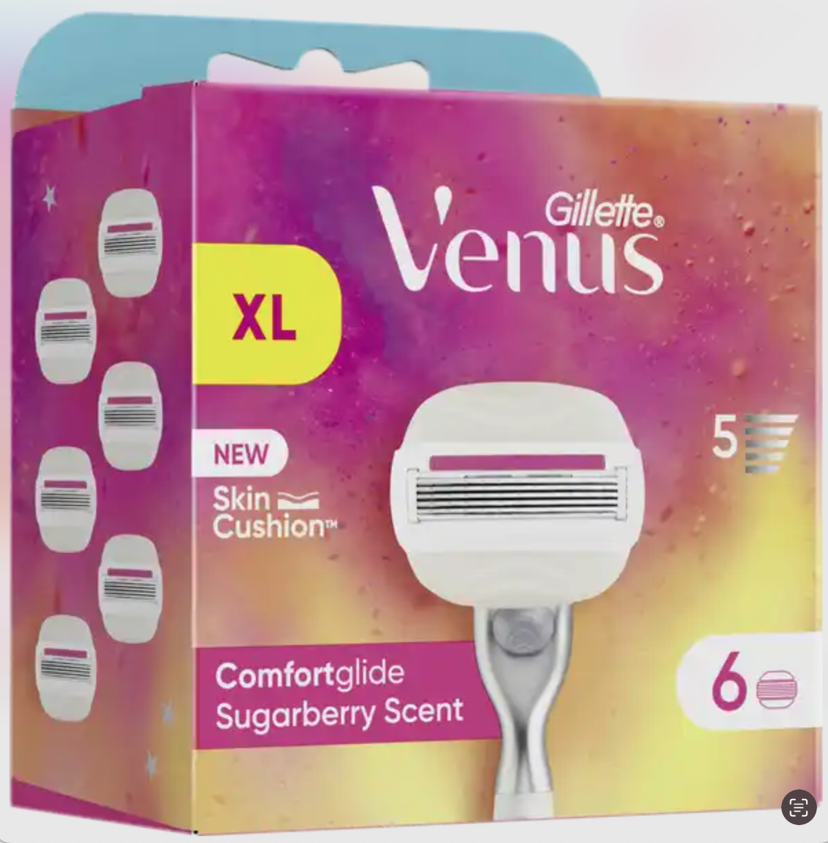 Картриджи для бритья сменные женские Venus&Olay Sugarberry Scent 5 лезвий с ароматом сладких ягод 6 шт. - фото 4