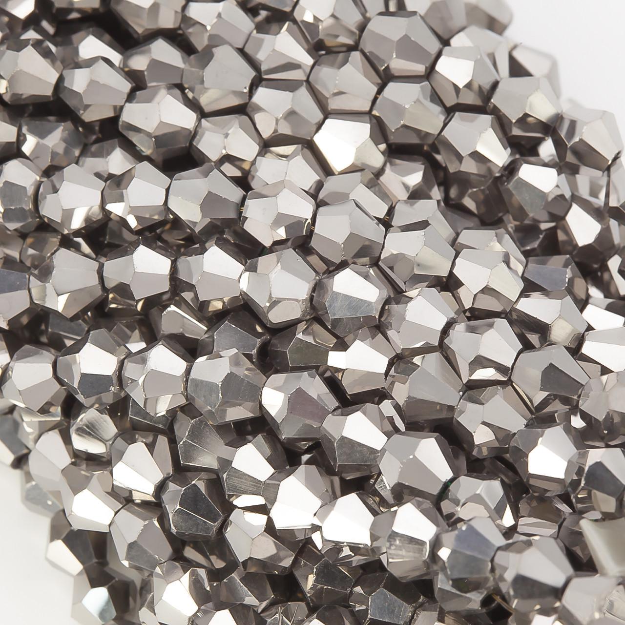 Намистини кришталеві Біконус 6,2х6 мм 46 шт. Сріблястий (БІ0006к00)