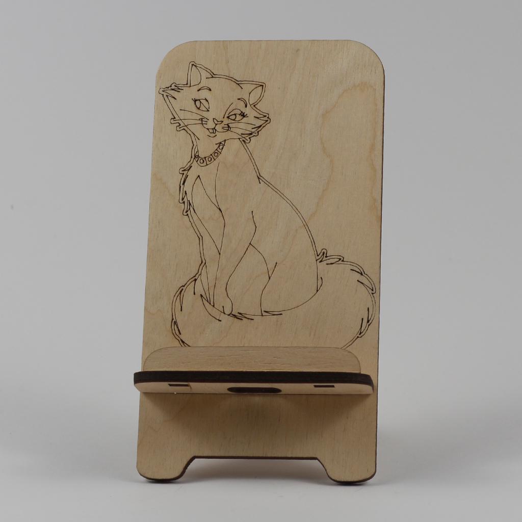 Підставка-тримач для телефону з дерева котик 117 (03020114) - фото 3 Підставка-тримач для телефону з дерева котик 117 (03020114) - фото 3