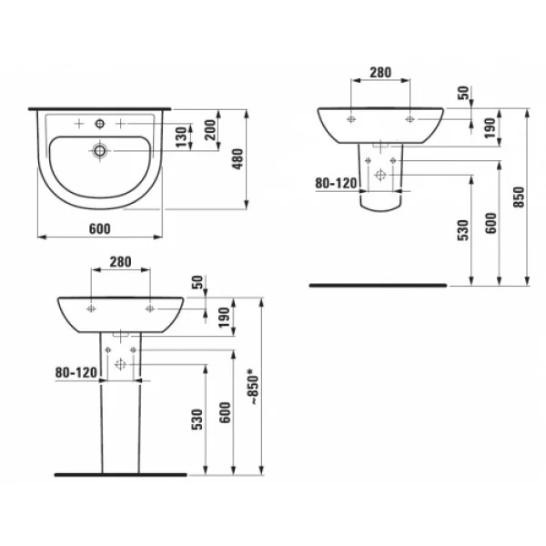 Умывальник подвесной Laufen Pro B 60х48 см Белый (H8109520001041) - фото 2