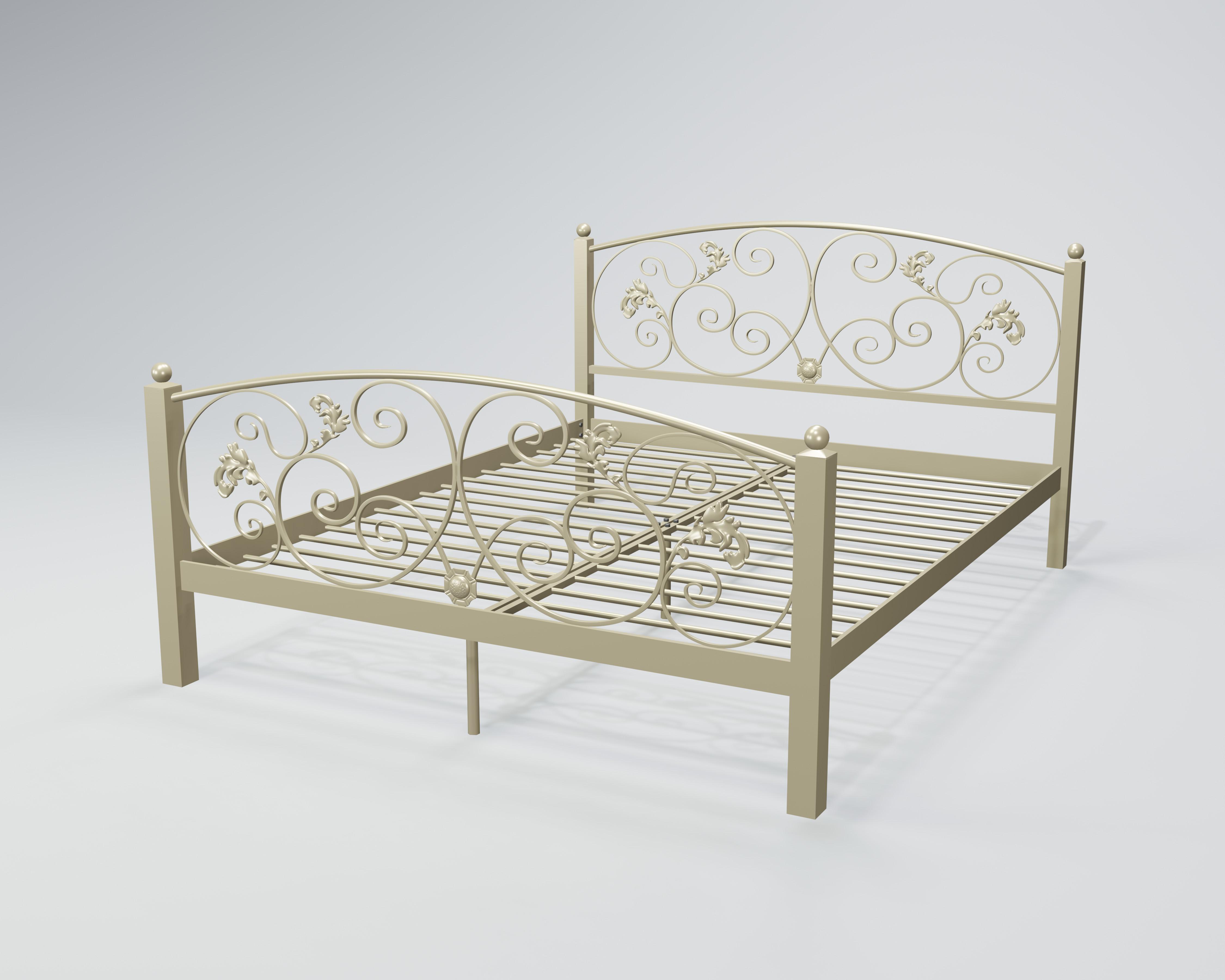Кровать металлическая Магнолия 160x200 см Бежевый Кровать металлическая Магнолия 160x200 см Бежевый