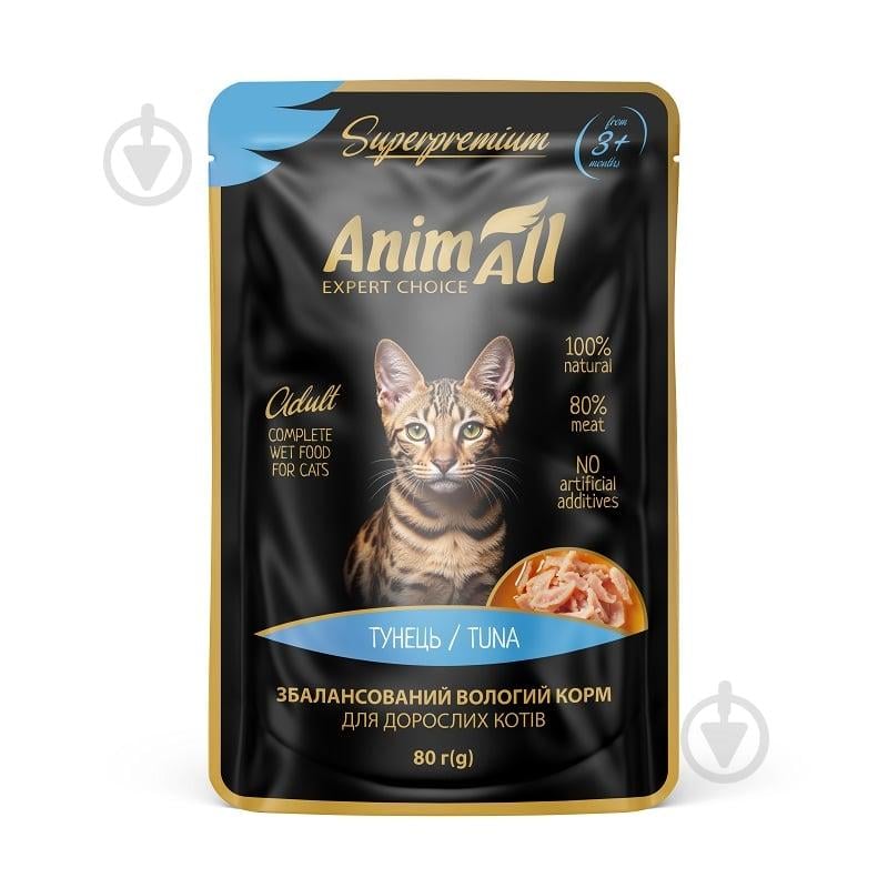 Корм влажный для кошек AnimAll пауч тунец 80 г (184393)