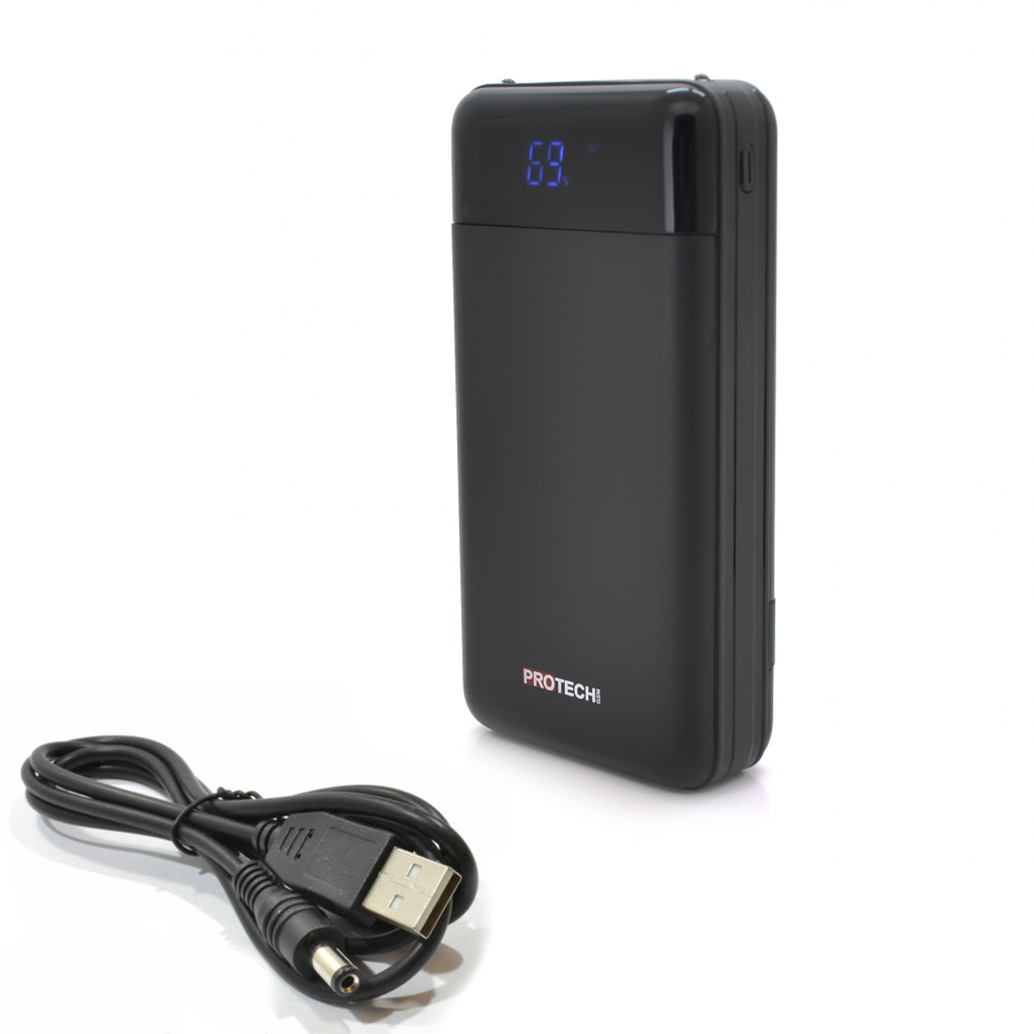 Повербанк GSM20 20000 mAh 2хUSB MicroUSB/Lightning/Type-C/USB та кабель USB для роутера Черный (df9cc3d2)