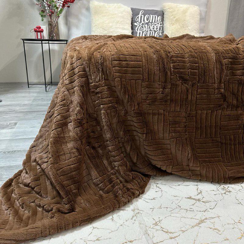 Покрывало микрофибра/велюр 200х230 см Коричневый (P-геометрия-5) - фото 9