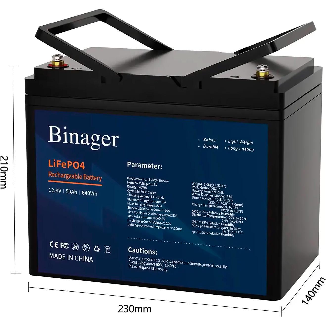 Акумуляторна батарея Binager LiFePO4 12,8V 50Ah 640Wh (HS-12,8V50Ah) - фото 2