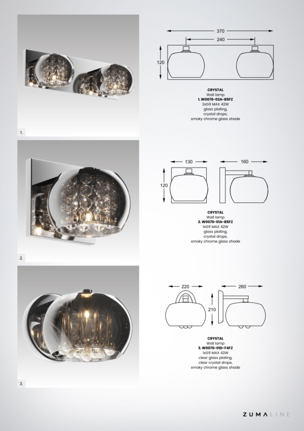 Бра Zuma Line W0076-01D-F4FZ Crystal (W0076-01D-F4FZ) - фото 3